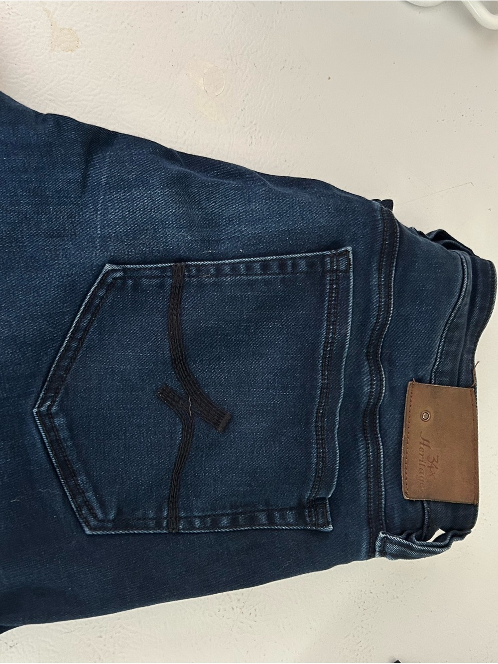Men's Slim Straight Jeans in Deep Indigo with Back Pocket Stitching